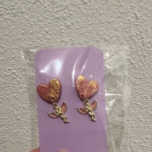 Heart and Angel Dangle Earrings
